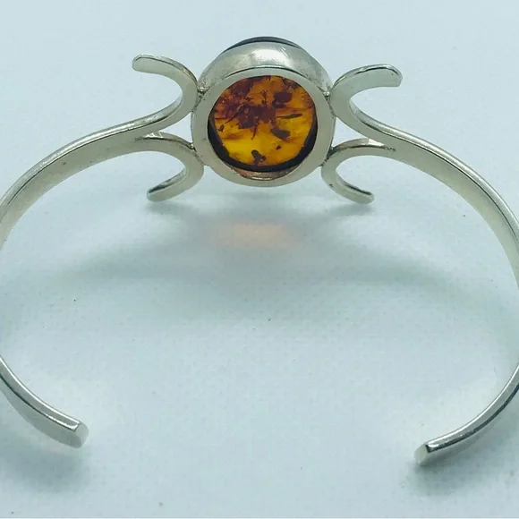 Sterling Silver Amber Cuff Bracelet